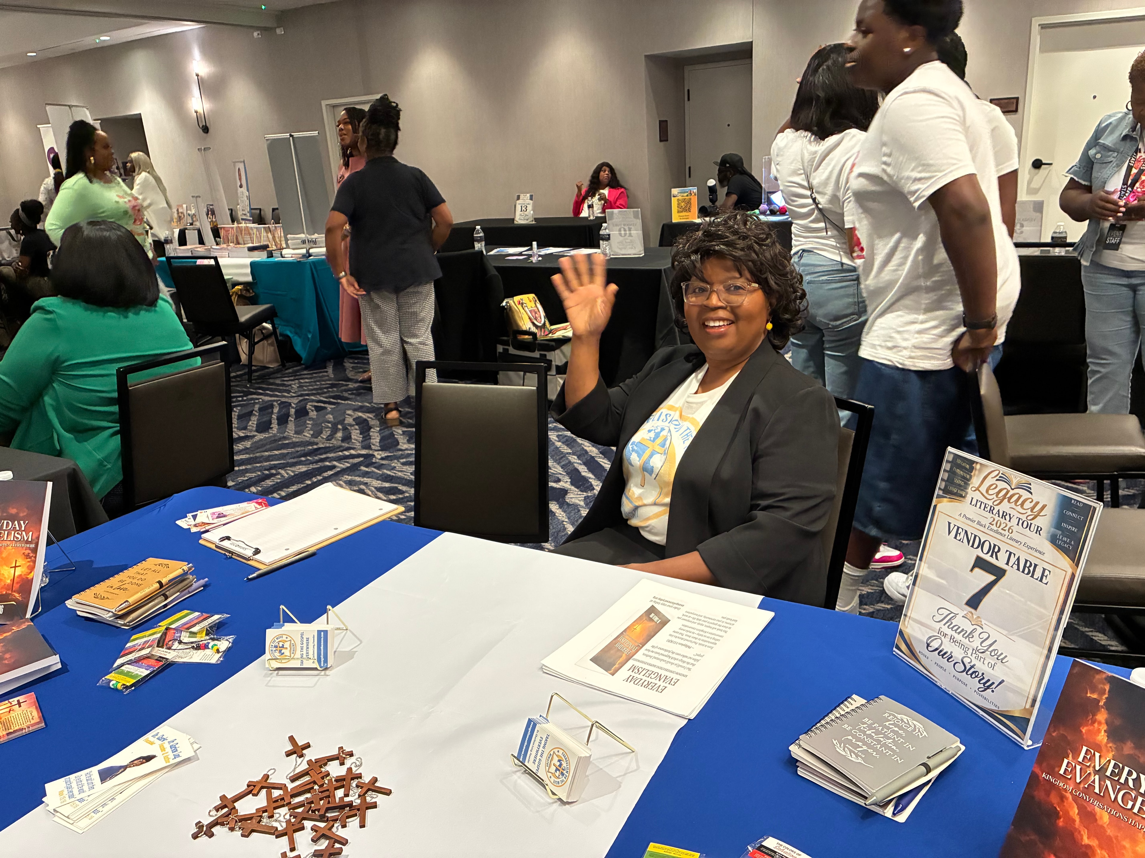 Dr. Charlene Long at the Legacy Literary Tour 2026 vendor table